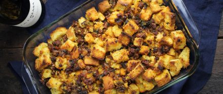 Latin Thanksgiving: Cornbread, Chorizo, Poblano Stuffing