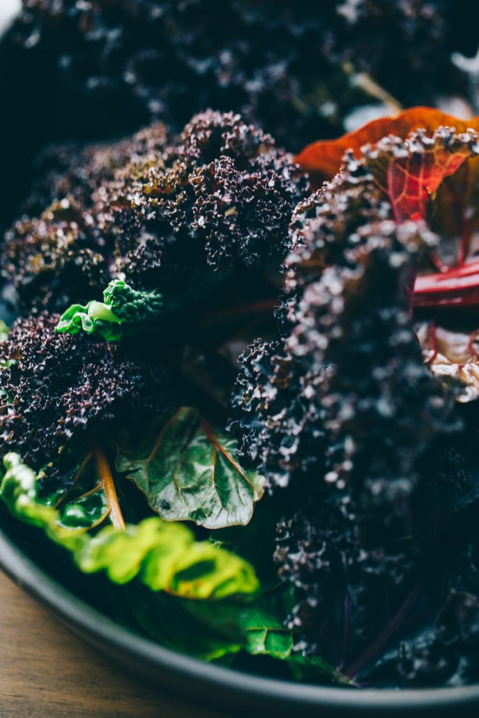 Beautiful braising greens for Winter Skillet Nachos with Cauliflower "Parm"