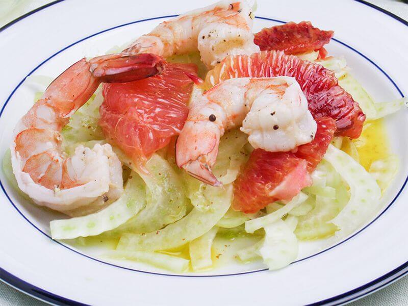 Winter recipes: White Wine Poached Shrimp, Citrus, and Fennel Salad 