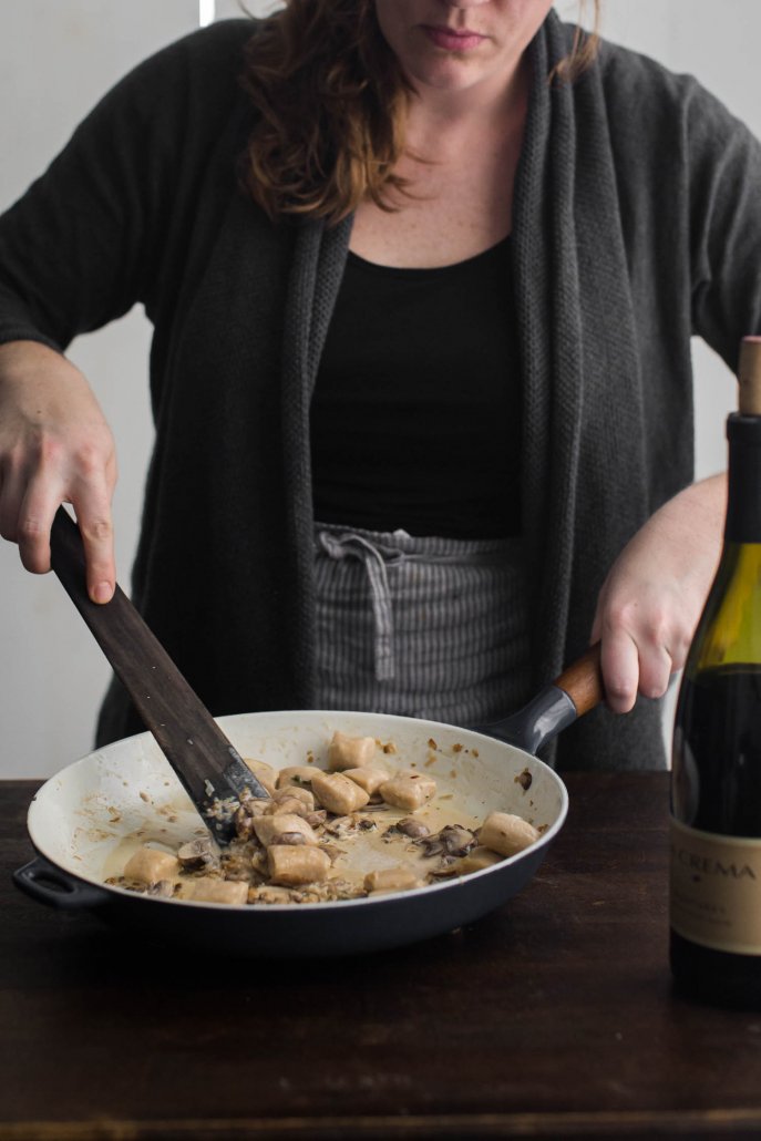 White Bean Gnocchi with Mushroom Thyme Cream Sauce