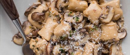 White Bean Gnocchi with Mushroom Cream Sauce hero image