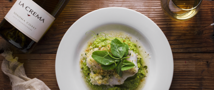 Herbed-Crusted Cod with a Pea Purée