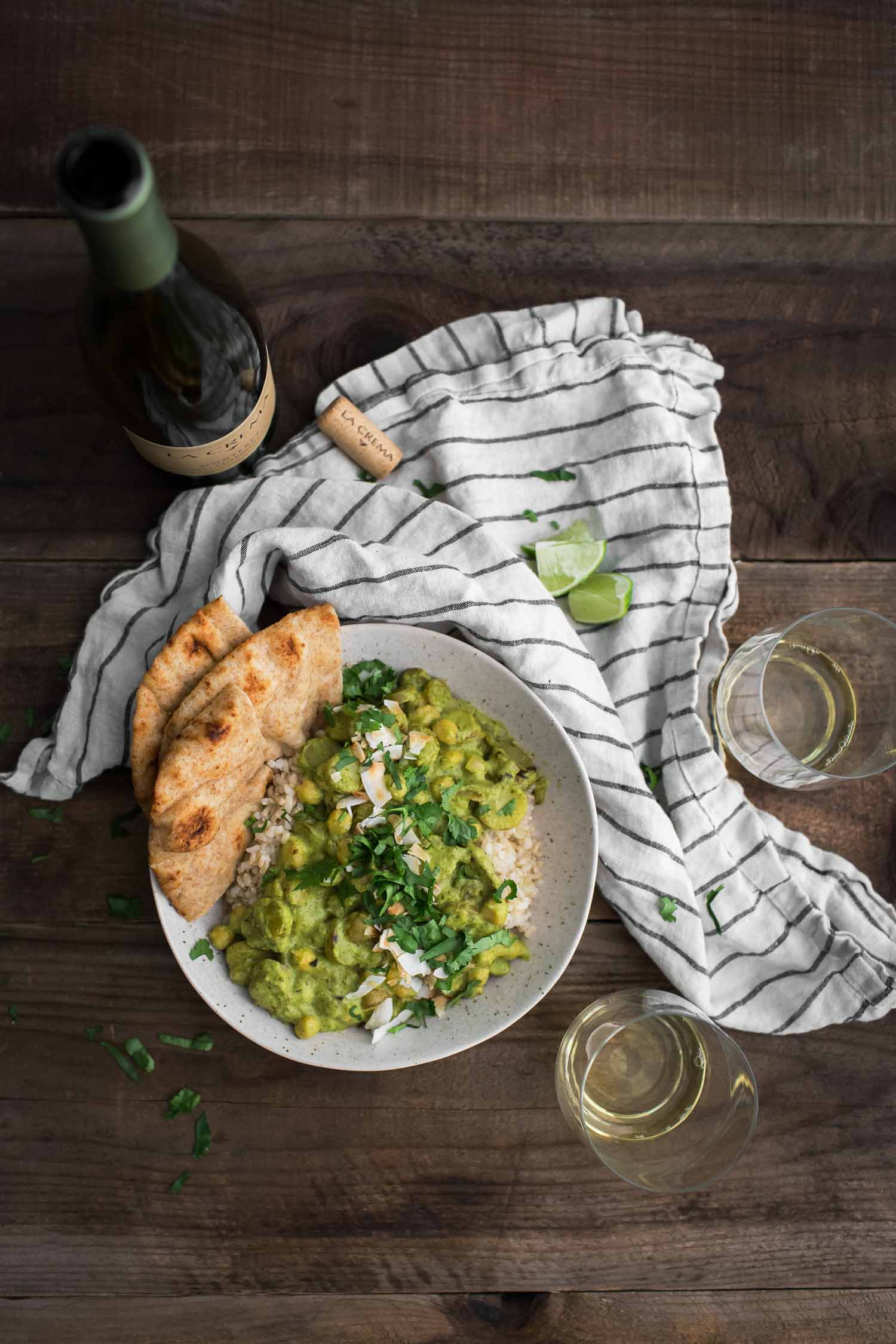 Green Chickpea Curry with Potatoes Paired with La Crema Monterey Chardonnay 