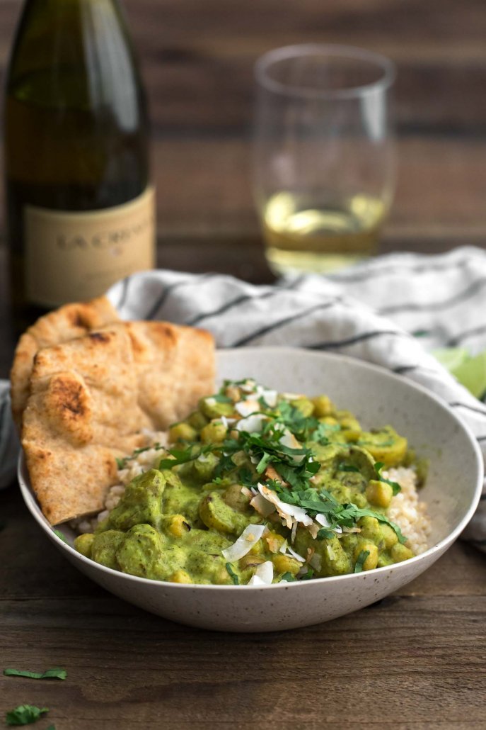 Green Chickpea Curry with Potatoes and Fresh Herbs