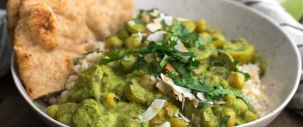 Green Chickpea Curry with Potatoes