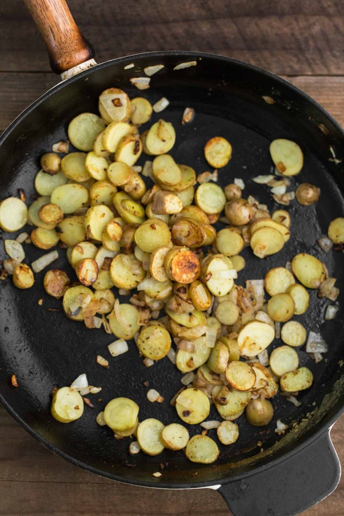 Pan-fried Potatoes for our Green Chickpea Curry