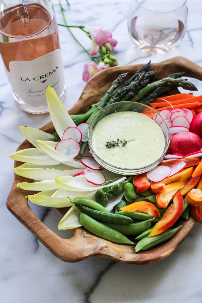 Spring Crudites with Herbed Aioli paired with La Crema's Saralee's Vineyard Pinot Noir Rosé