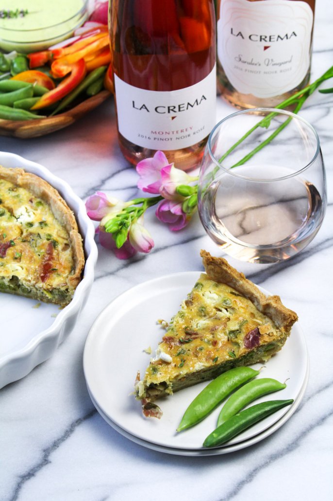 Goat Cheese Tart with Peas and Prosciutto paired with La Crema's Rosés