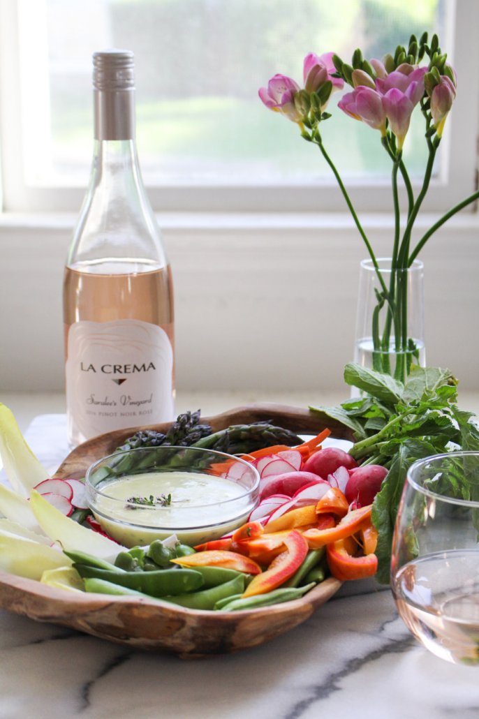 Spring Crudites with Herbed Aioli paired with La Crema's Saralee's Vineyard Pinot Noir Rosé