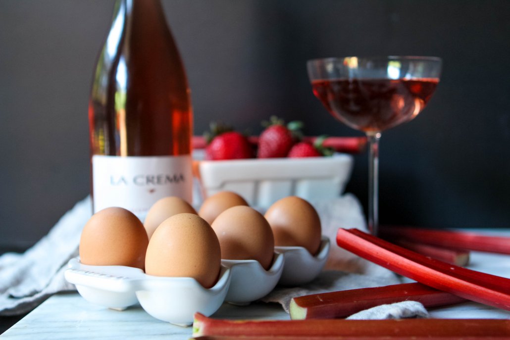 The ingredients for Strawberry Rhubarb Ice Cream