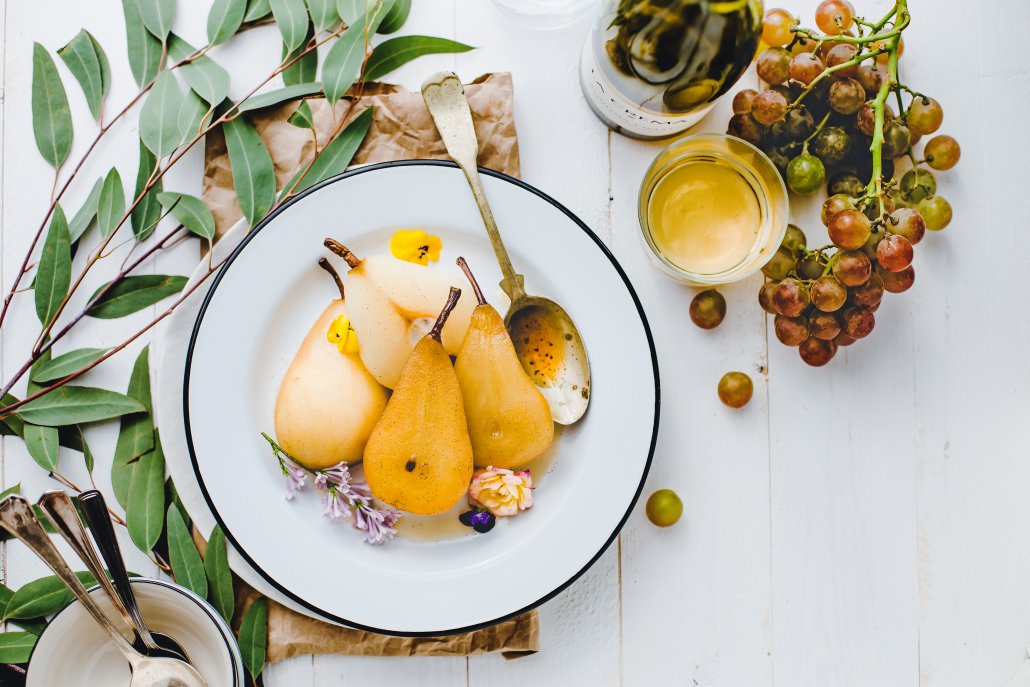 Spring Recipes Roundup: Jasmine White Wine Poached Pears