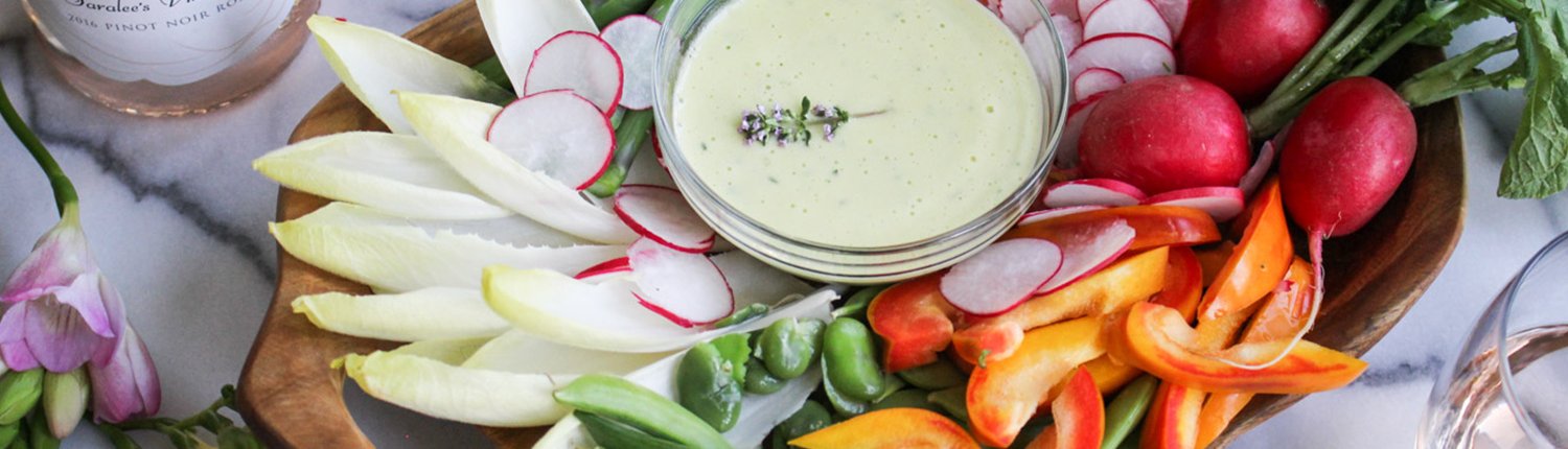 Spring Crudites with Herbed Aioli paired with La Crema's Saralee's Vineyard Pinot Noir Rosé