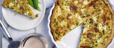 Cooking French with Rosé: Goat Cheese Tart with Peas and Prosciutto hero image