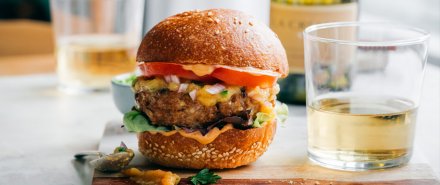 Al Pastor Burger with Spicy Pineapple Sauce