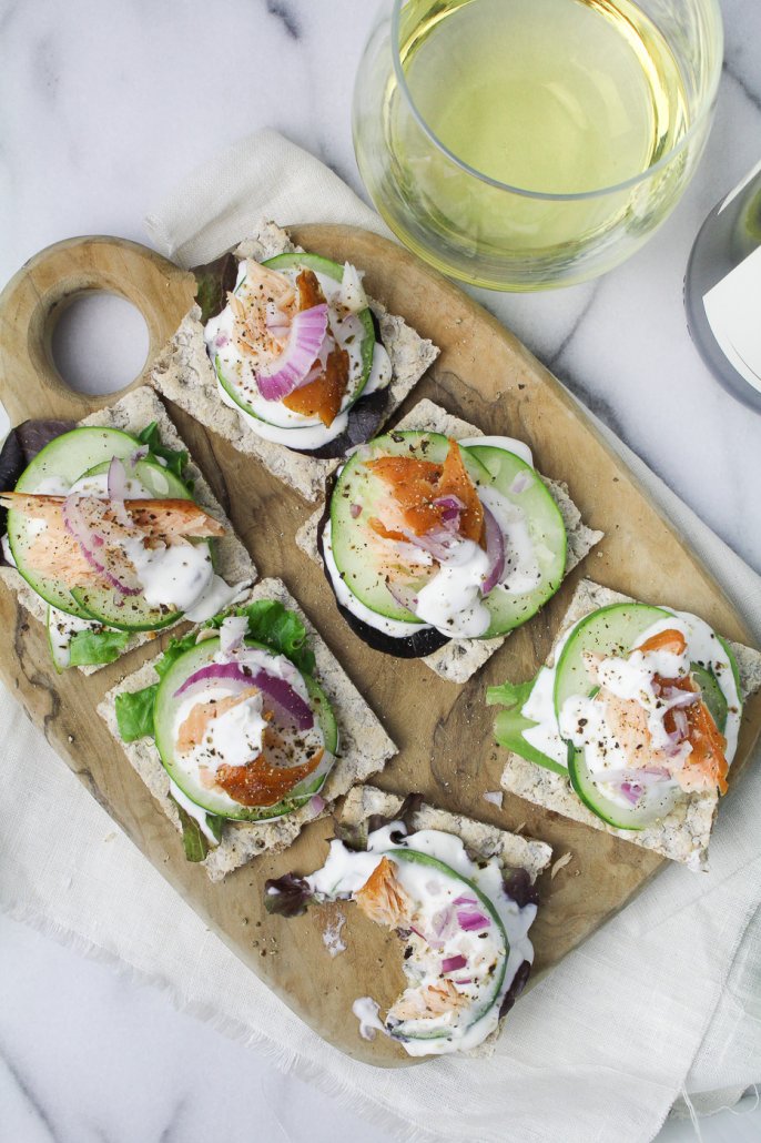 Smoked Salmon Rye Crackers with Caper Cream