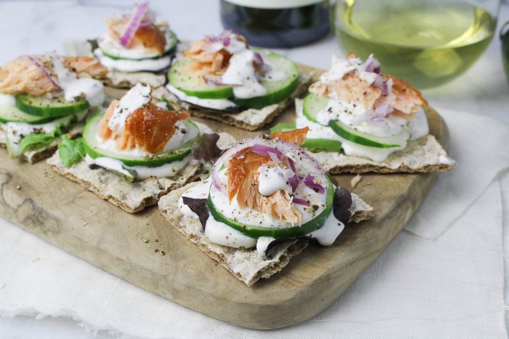 Smoked Salmon Rye Crackers with Caper Cream