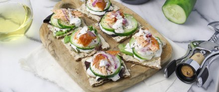 Scandinavian Dinner: Smoked Salmon Rye Crackers with Caper Cream