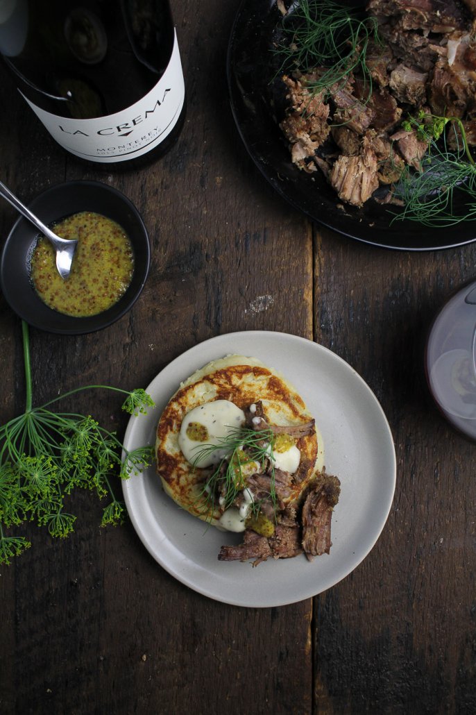 Mashed Potato Pancakes with Horseradish Sauce