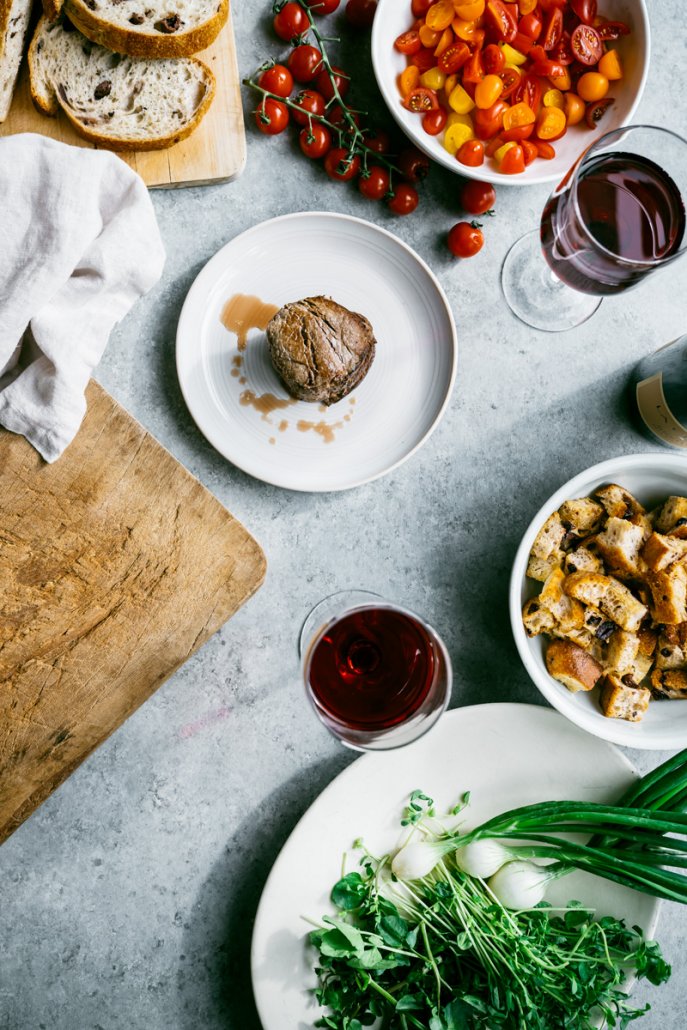 Beef Tenderloin Panzanella Salad, paired with La Crema's Monterey Pinot Noir