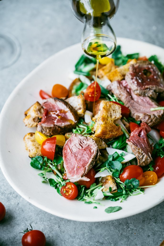 Beef Tenderloin Panzanella Salad, paired with La Crema's Monterey Pinot Noir