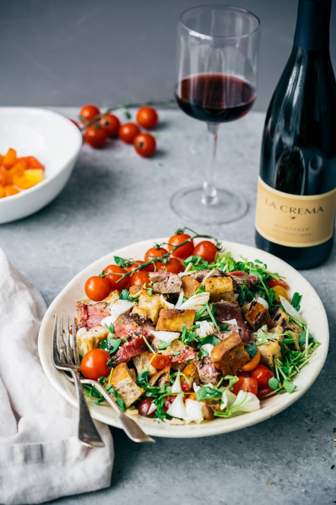 Beef Tenderloin Panzanella Salad, paired with La Crema's Monterey Pinot Noir