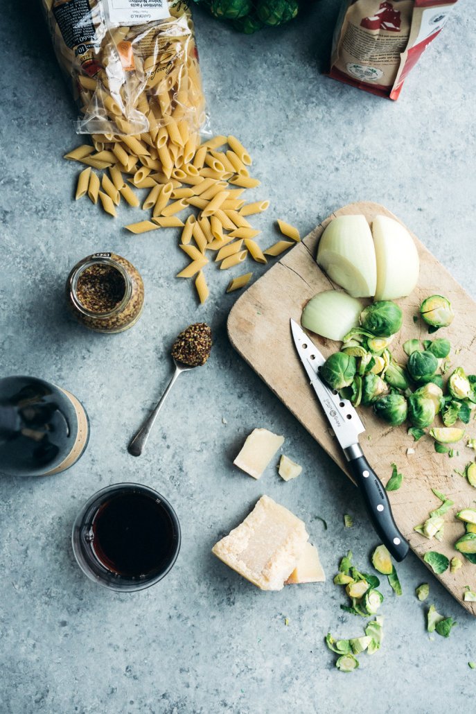 Mac and Cheese with Bacon and Crispy Brussels Sprouts