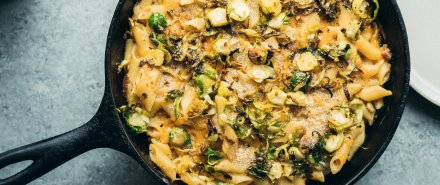 Mac and Cheese with Bacon and Crispy Brussels Sprouts hero image