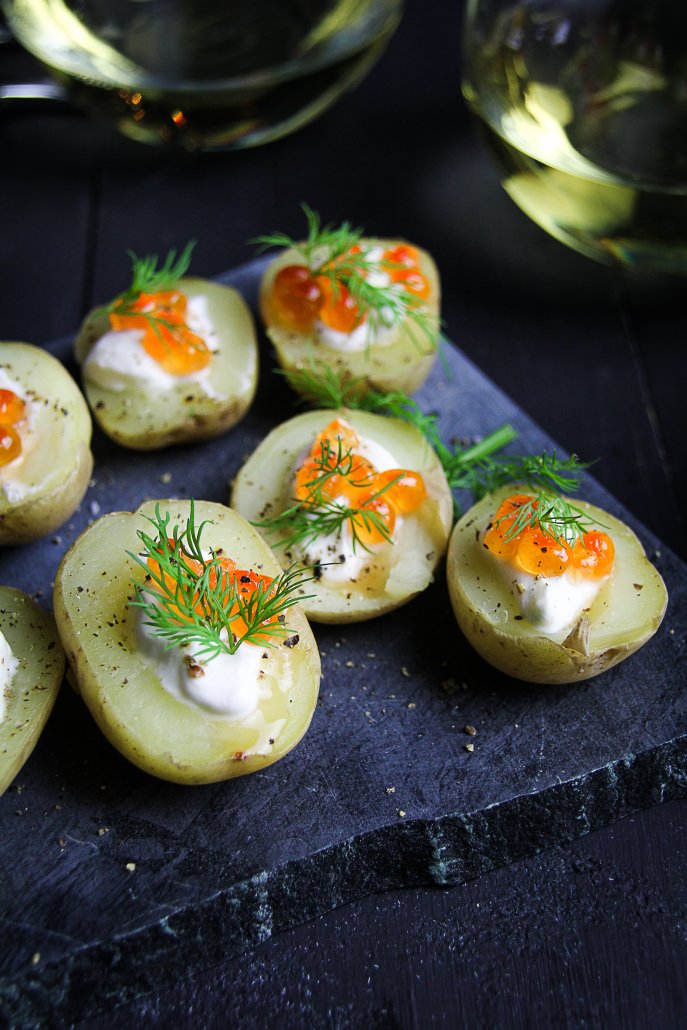 Russian New Year's Menu: Potato Bites with Caviar