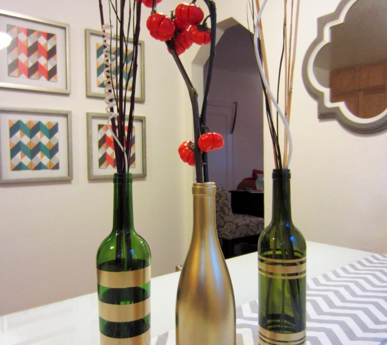 DIY Wine Bottle Decor: Spray Painted Wine Bottles