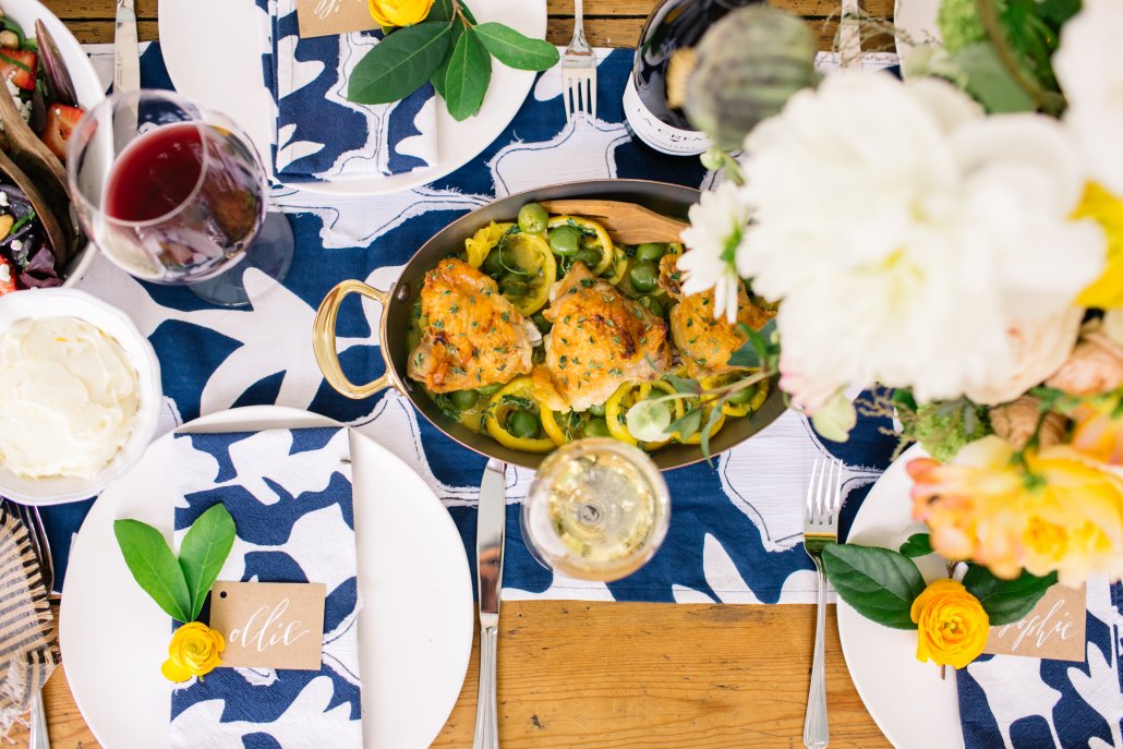 Spring Entertaining: Braised Chicken Thighs with Olives, Lemon and Thyme