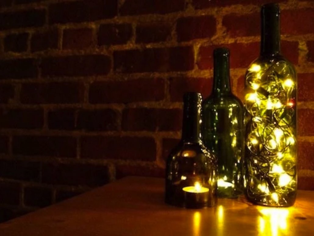 DIY Wine Bottle Decor: Wine Bottle Hurricane Lamps