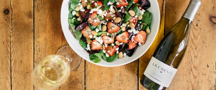 Baby Lettuce Salad with Goat Cheese & Strawberries hero image