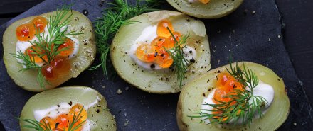 Russian New Year’s Menu: Potato Bites with Caviar