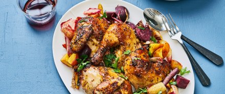 Hot Mustard Glazed Chicken with Roasted Citrus Veggies