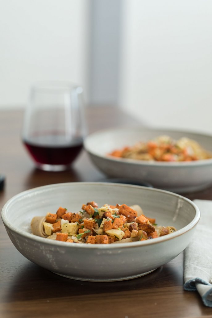 Celeriac and Sweet Potato Pasta with Tarragon Butter Sauce