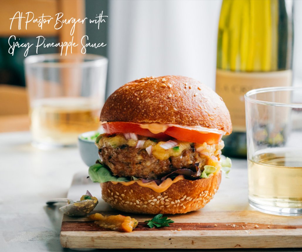 Gourmet Burgers for Summer: Al Pastor Burger with Spicy Pineapple Sauce