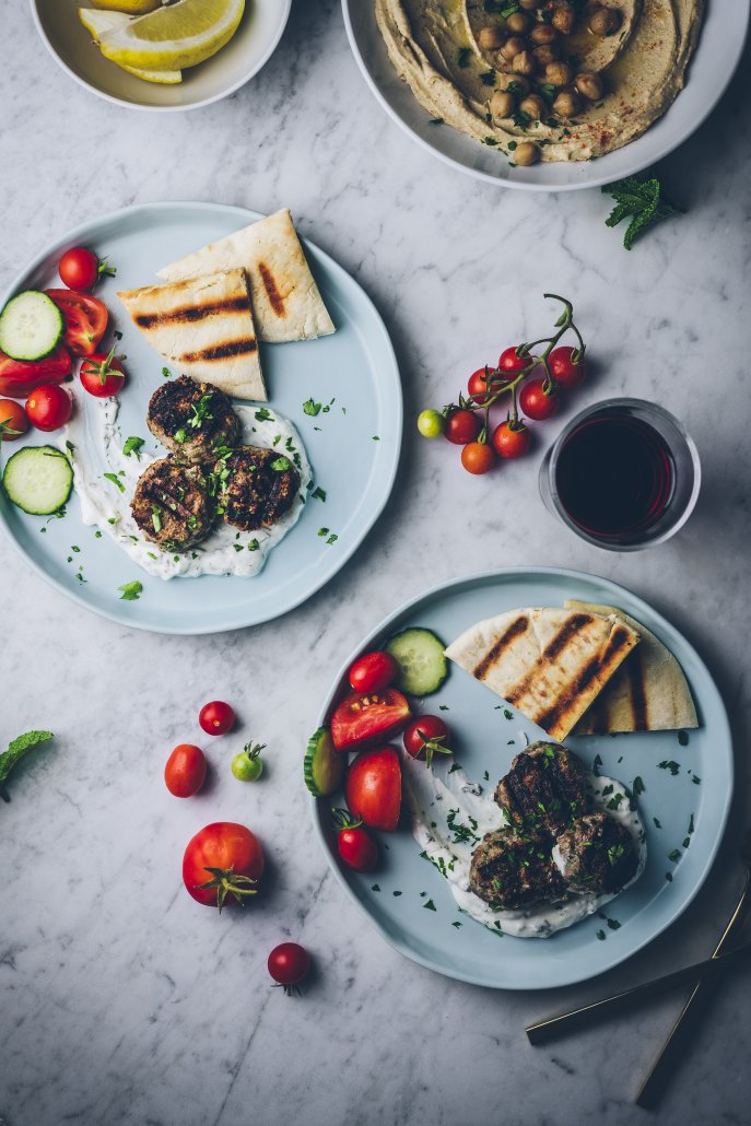 Grilled Lamb Meatballs with Mint Yogurt