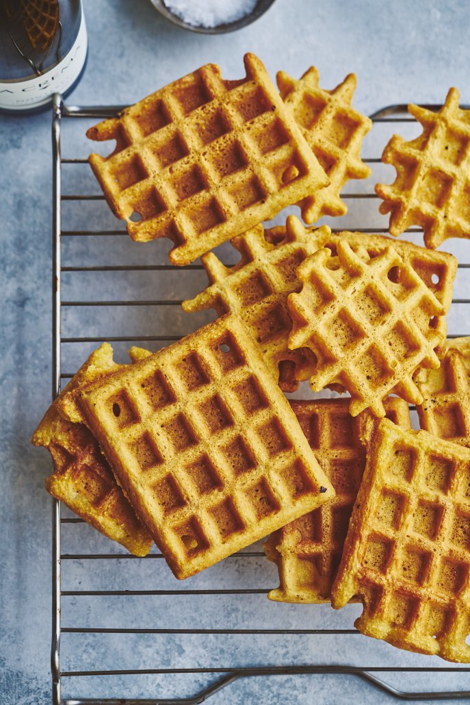 Green Huevos Rancheros and Cornmeal Waffles (Dairy-Free)