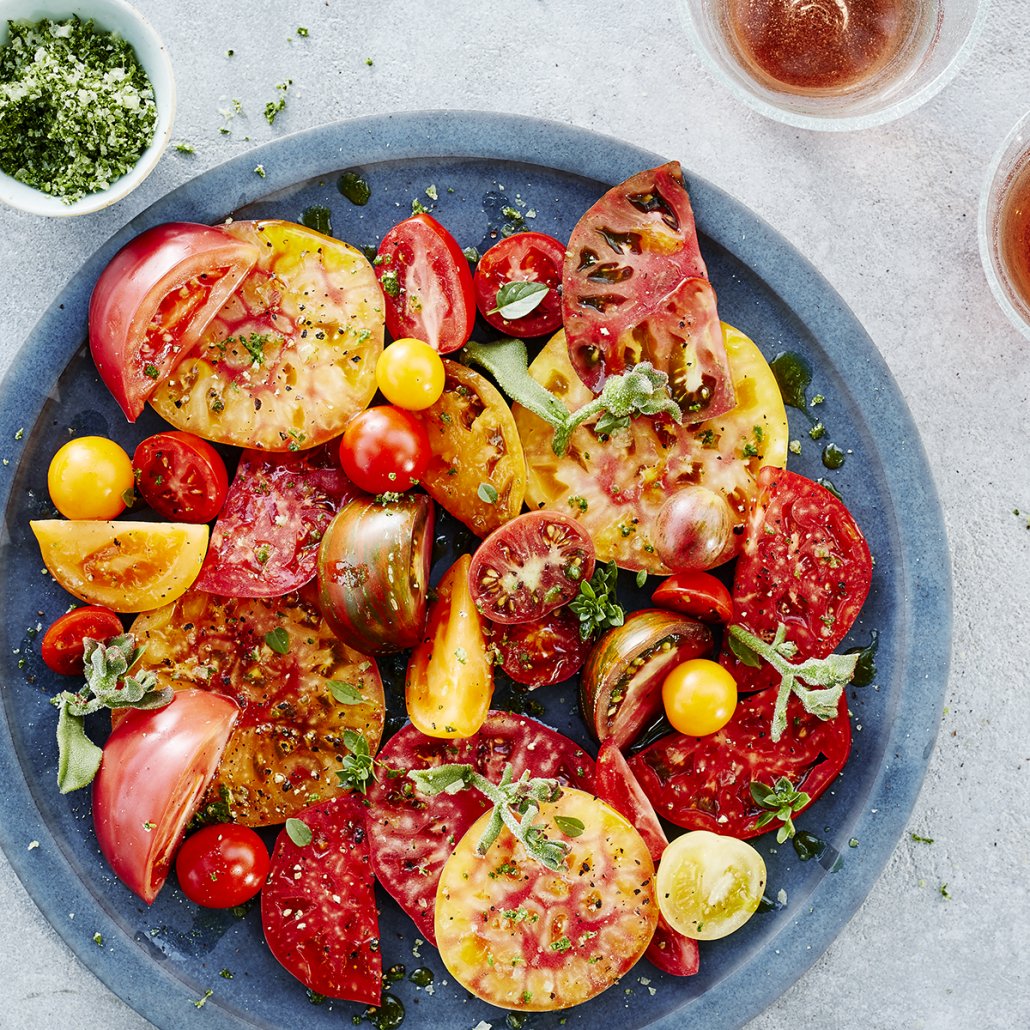 Heirloom Tomatoes with Basil Salt