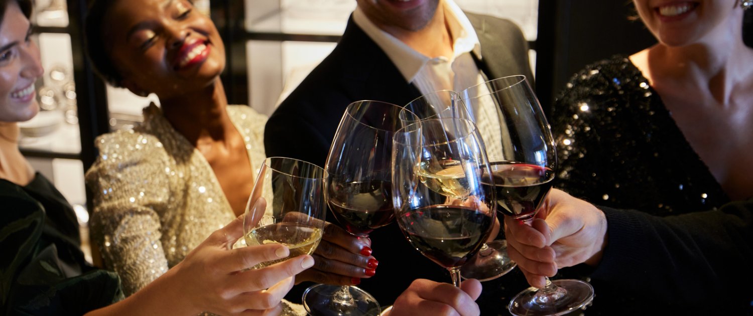 New Year's Toast with wine
